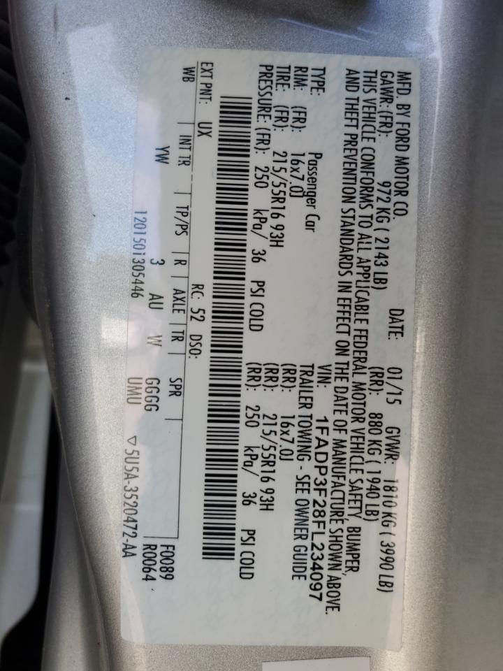 FORD FOCUS 2015 VIN 1FADP3F28FL234097 фото 12