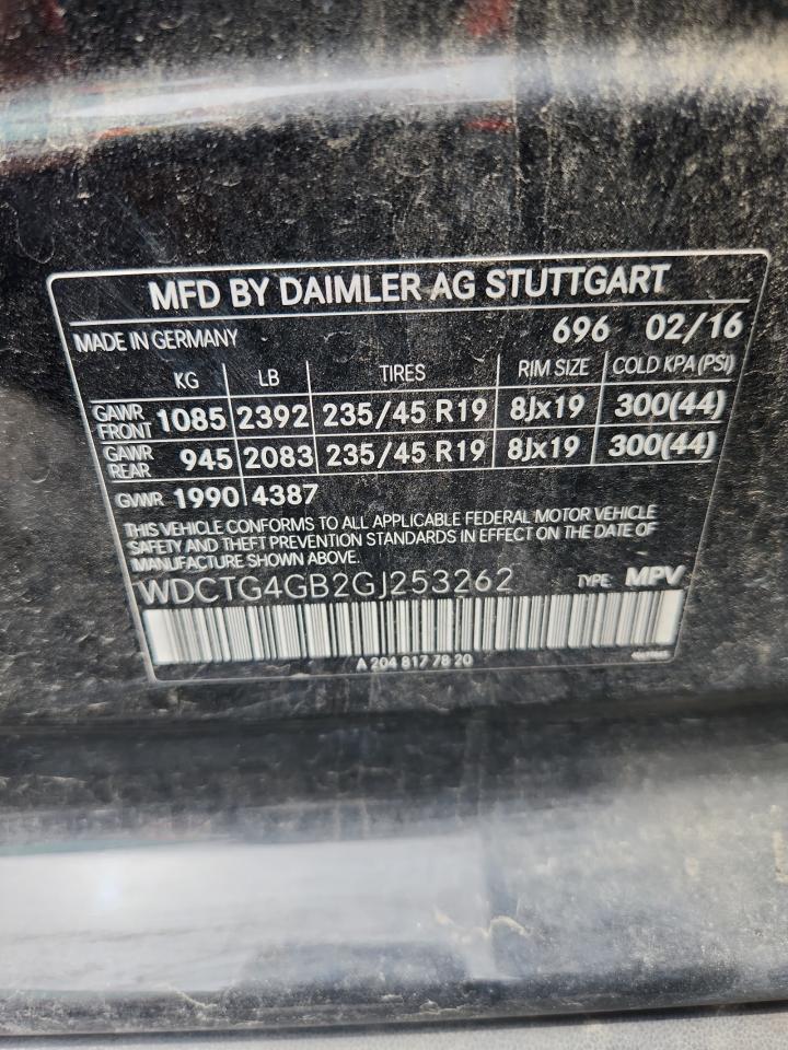 2016 Mercedes-Benz Gla 250 4Matic VIN: WDCTG4GB2GJ253262 Lot: 62156865