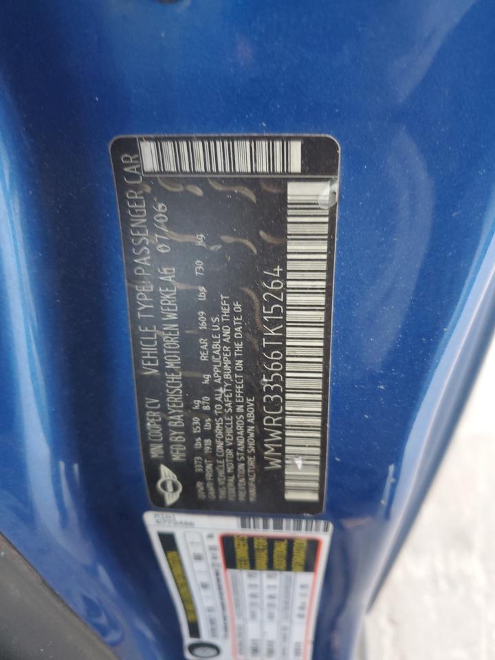 2006 Mini Cooper VIN: WMWRC33566TK15264 Lot: 61354305