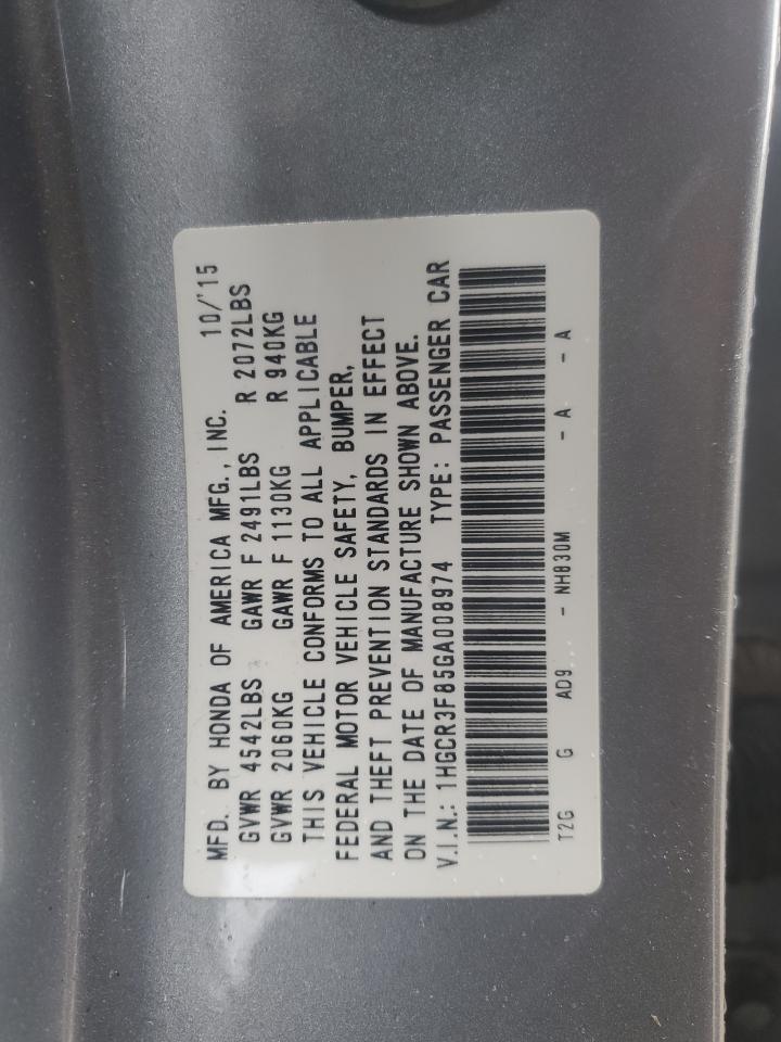 2016 Honda Accord Exl VIN: 1HGCR3F85GA008974 Lot: 62509145