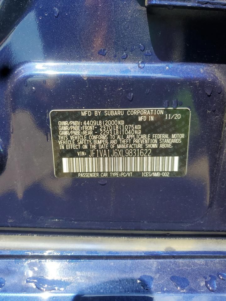 2020 Subaru Wrx Limited VIN: JF1VA1J6XL9831622 Lot: 61541205