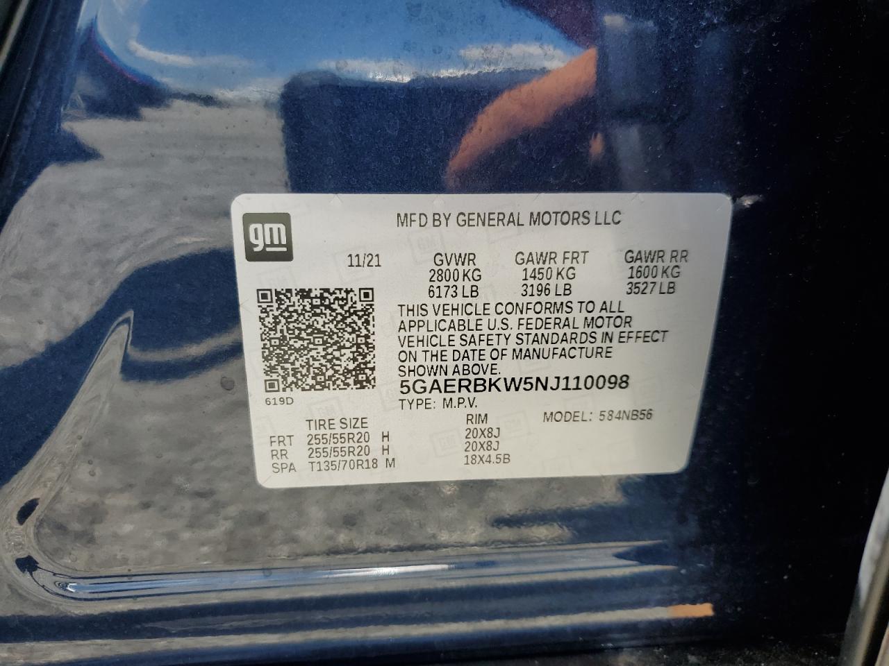 2022 Buick Enclave Essence VIN: 5GAERBKW5NJ110098 Lot: 61195765