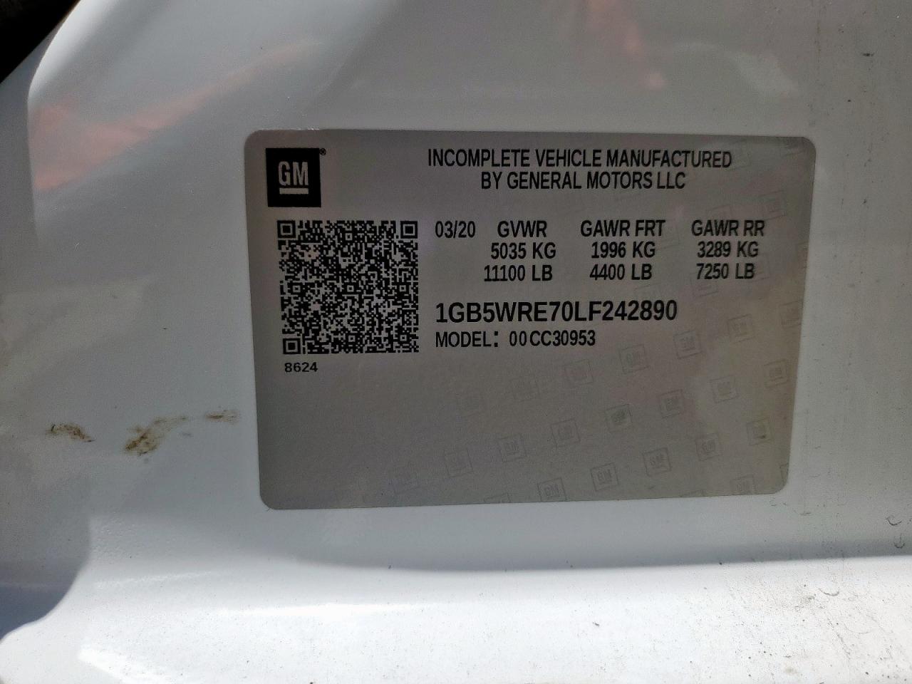 1GB5WRE70LF242890 CHEVROLET ALL Models 2020