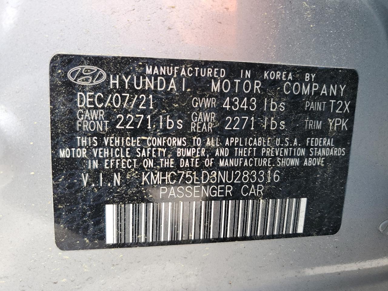 2022 Hyundai Ioniq Sel VIN: KMHC75LD3NU283316 Lot: 61303705