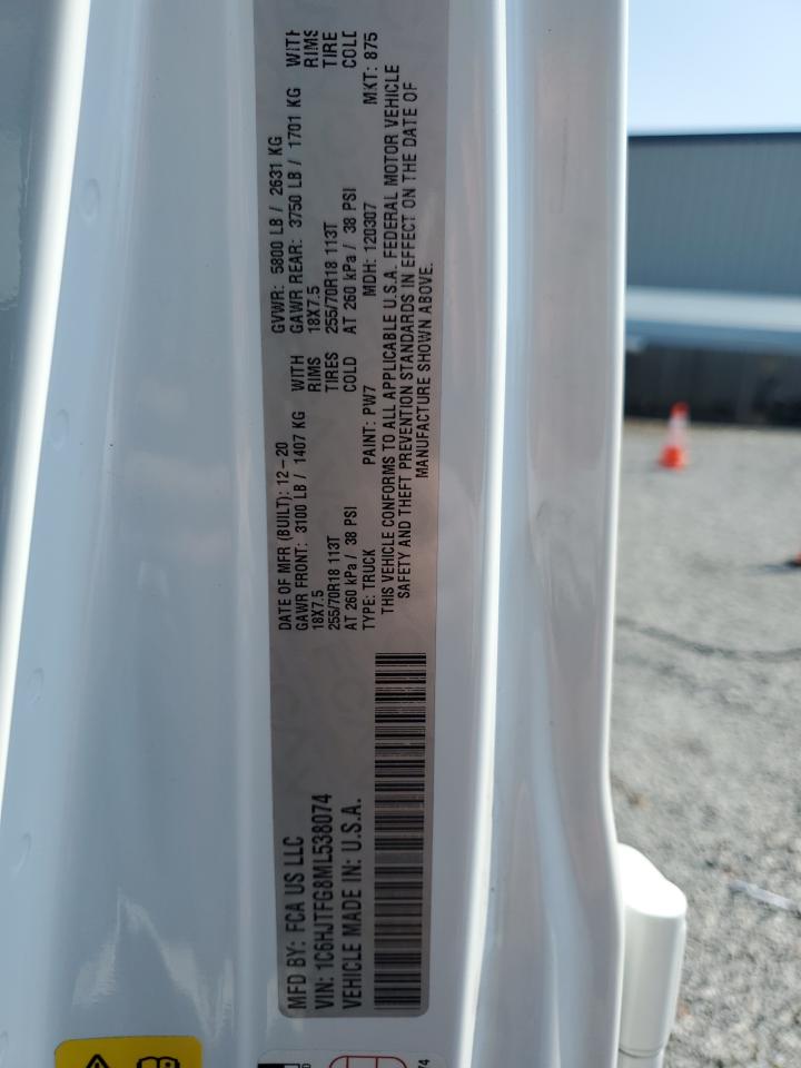 2021 Jeep Gladiator Overland VIN: 1C6HJTFG8ML538074 Lot: 61912995