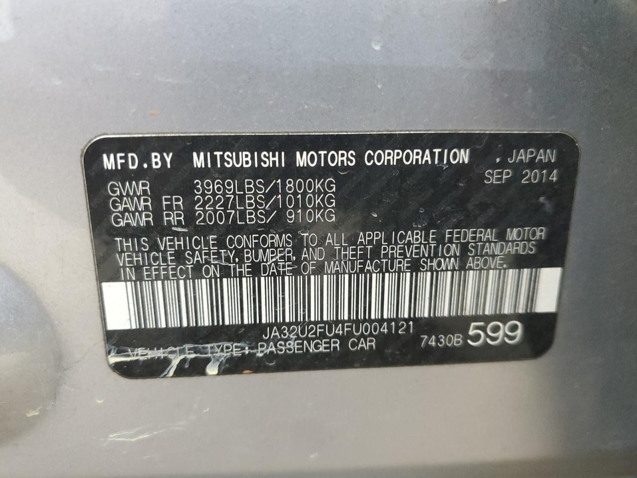 2015 Mitsubishi Lancer Es VIN: JA32U2FU4FU004121 Lot: 62606545
