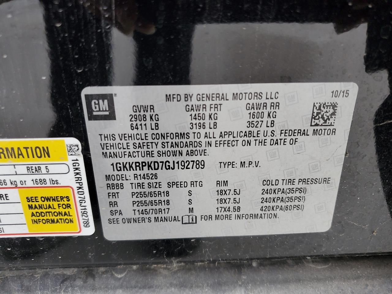 2016 GMC Acadia Sle VIN: 1GKKRPKD7GJ192789 Lot: 93348425