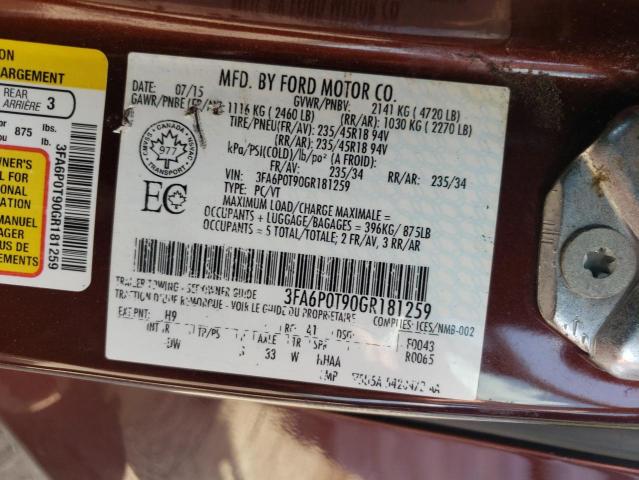 2016 FORD FUSION SE  