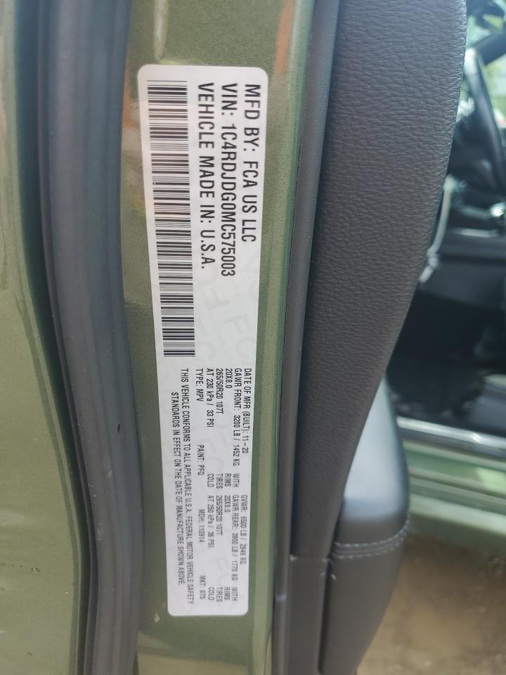 2021 Dodge Durango Gt VIN: 1C4RDJDG0MC575003 Lot: 61486305