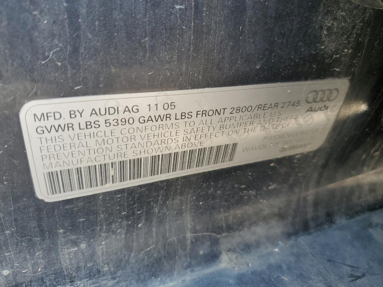 2006 Audi A6 4.2 Quattro VIN: WAUDL74F76N100170 Lot: 61332775