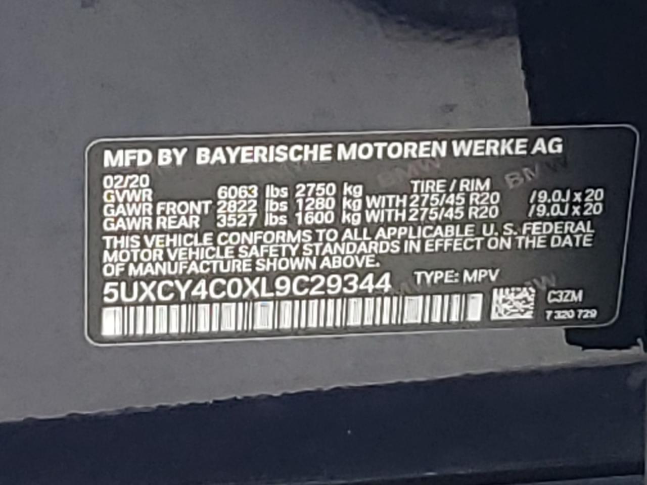 2020 BMW X6 Sdrive 40I VIN: 5UXCY4C0XL9C29344 Lot: 59195095