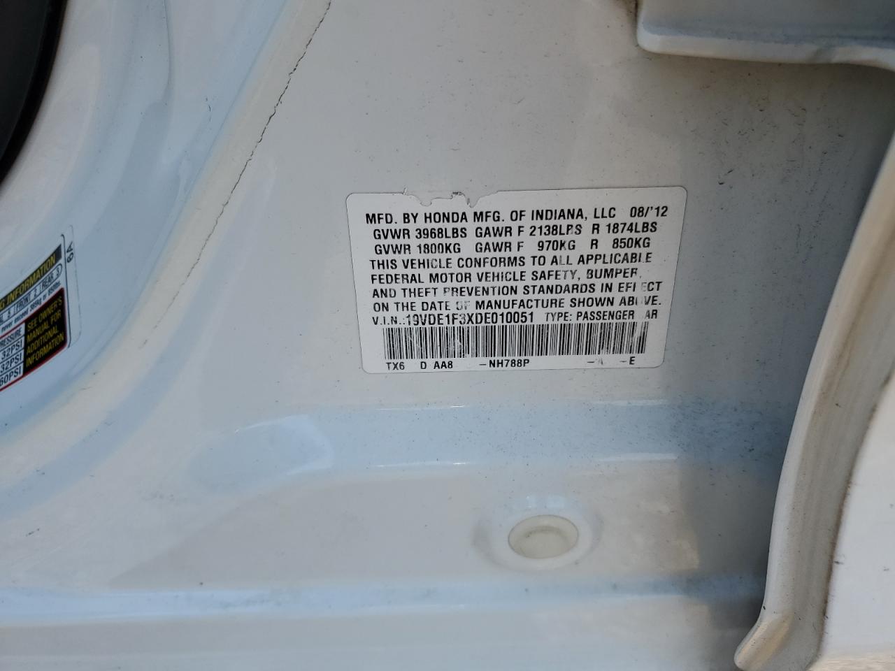 2013 Acura Ilx 20 VIN: 19VDE1F3XDE010051 Lot: 61915225
