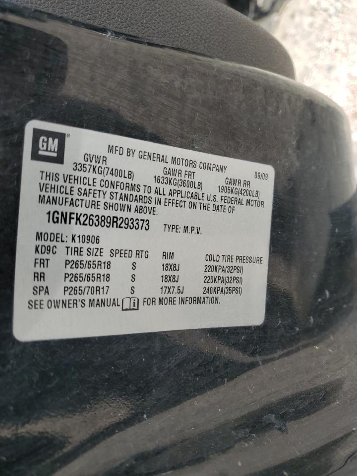 2009 Chevrolet Suburban K1500 Lt VIN: 1GNFK26389R293373 Lot: 59343585