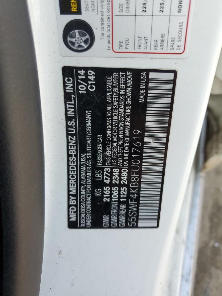 MERCEDES-BENZ C-CLASS 2015 VIN 55SWF4KB8FU017619 zdjęcie 12