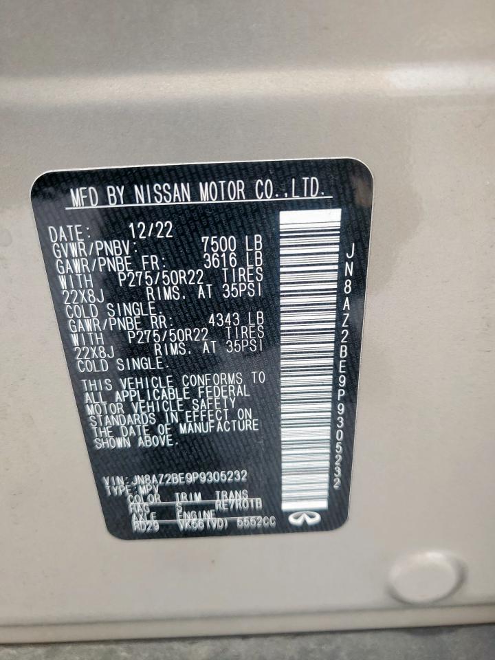 2023 Infiniti Qx80 Sensory VIN: JN8AZ2BE9P9305232 Lot: 60355775