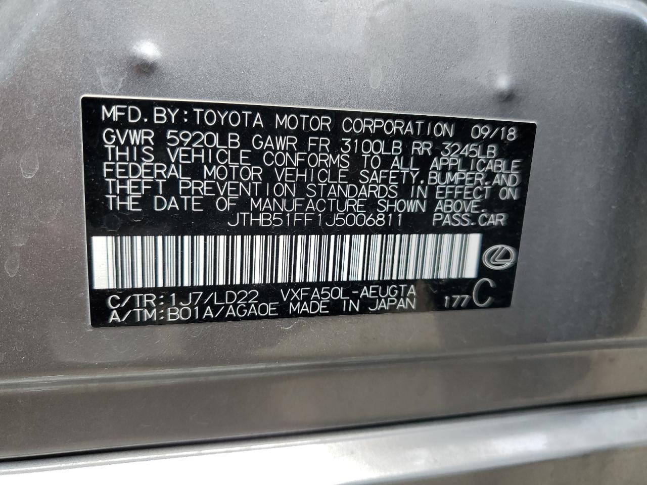 2018 Lexus Ls 500 Base VIN: JTHB51FF1J5006811 Lot: 62999675