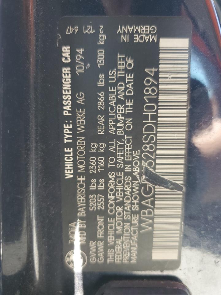 1995 BMW 740 I Automatic VIN: WBAGF6328SDH01894 Lot: 61288805