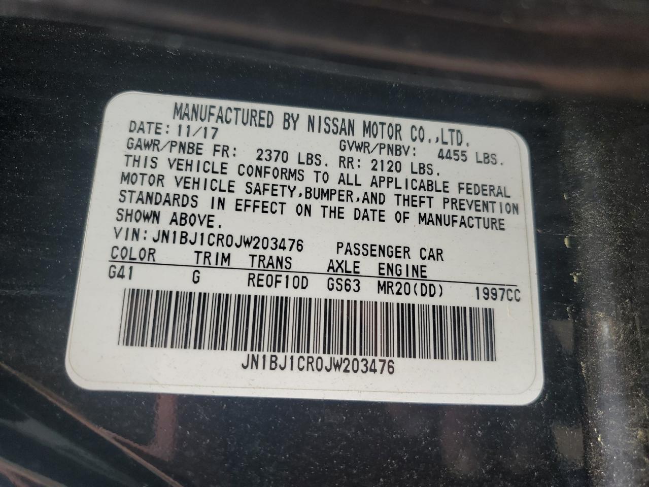 2018 Nissan Rogue Sport S VIN: JN1BJ1CR0JW203476 Lot: 62490845