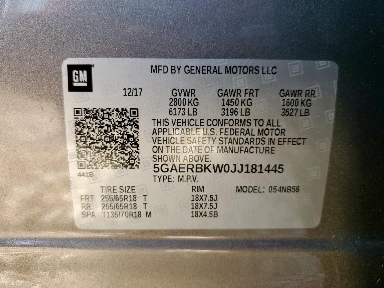 2018 Buick Enclave Essence VIN: 5GAERBKW0JJ181445 Lot: 62783855