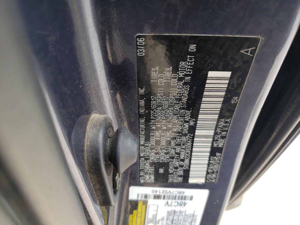 2006 Toyota Sienna Xle VIN: 5TDBA22CX6S064772 Lot: 60969195