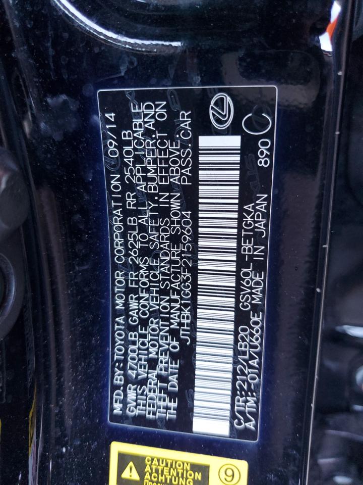 2015 Lexus Es 350 VIN: JTHBK1GG3F2159604 Lot: 62316645