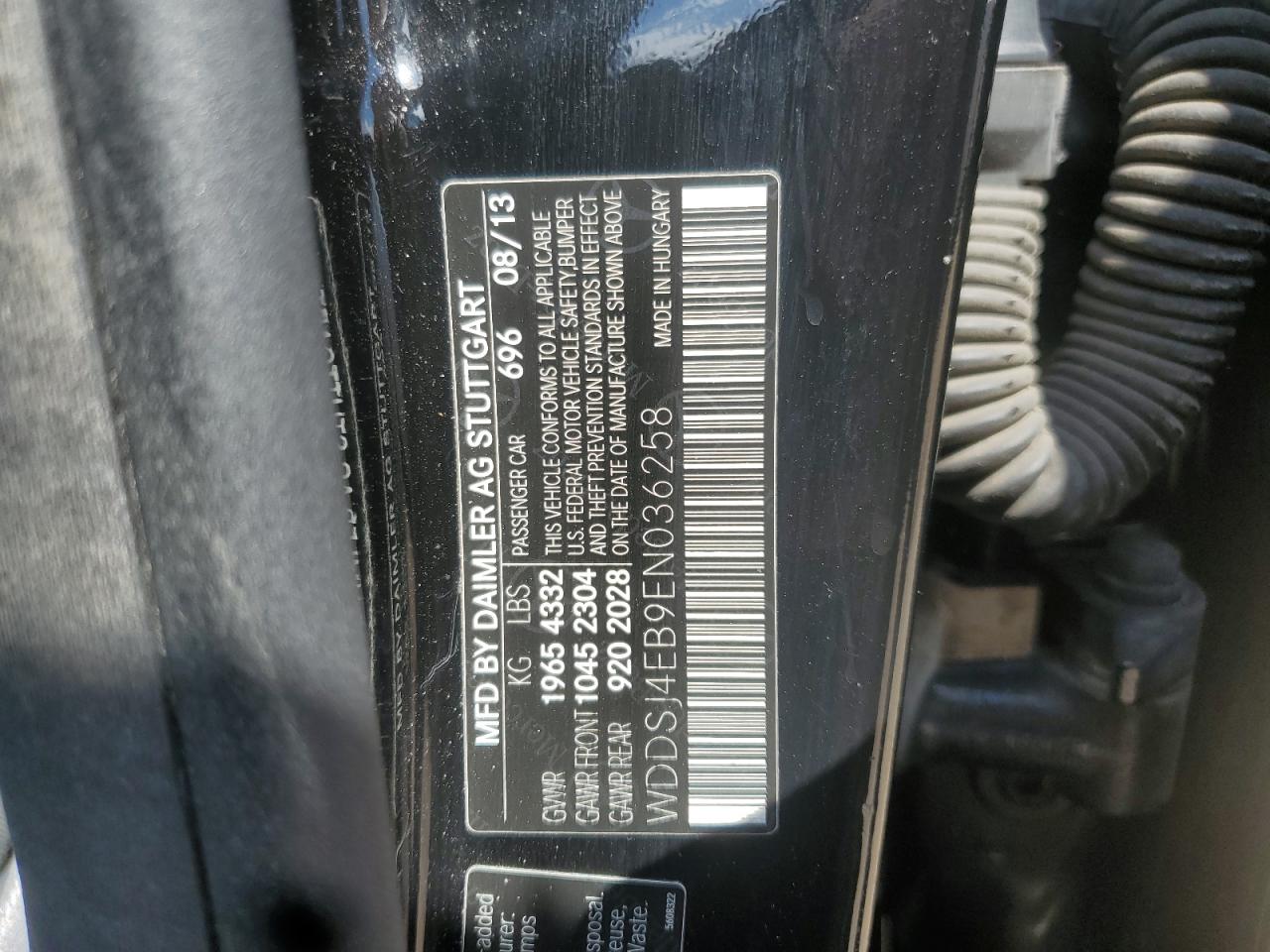 2014 Mercedes-Benz Cla 250 VIN: WDDSJ4EB9EN036258 Lot: 62346275