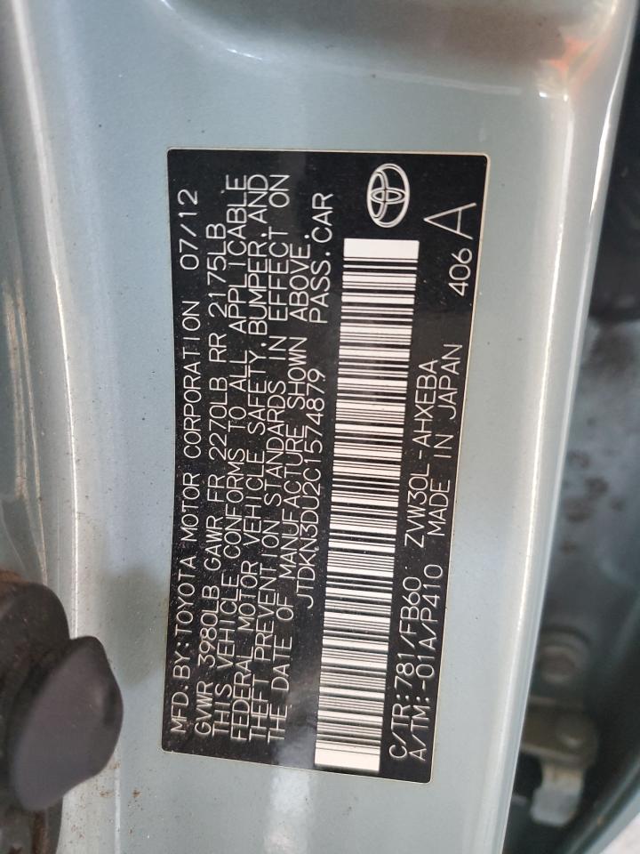 TOYOTA PRIUS 2012 VIN JTDKN3DU2C1574879 фото 12