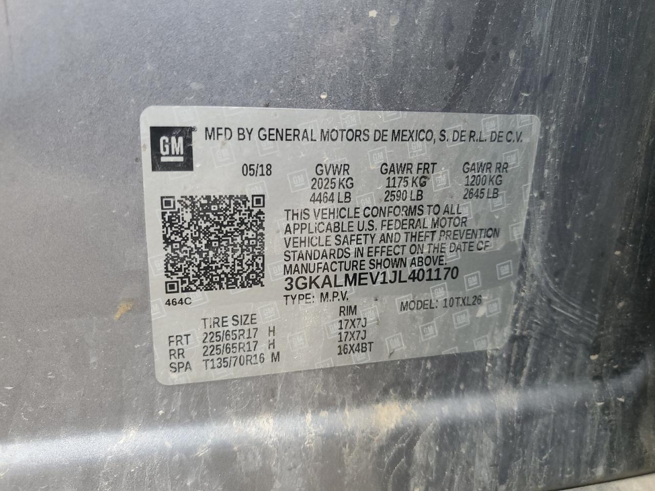 2018 GMC Terrain Sle VIN: 3GKALMEV1JL401170 Lot: 61496525