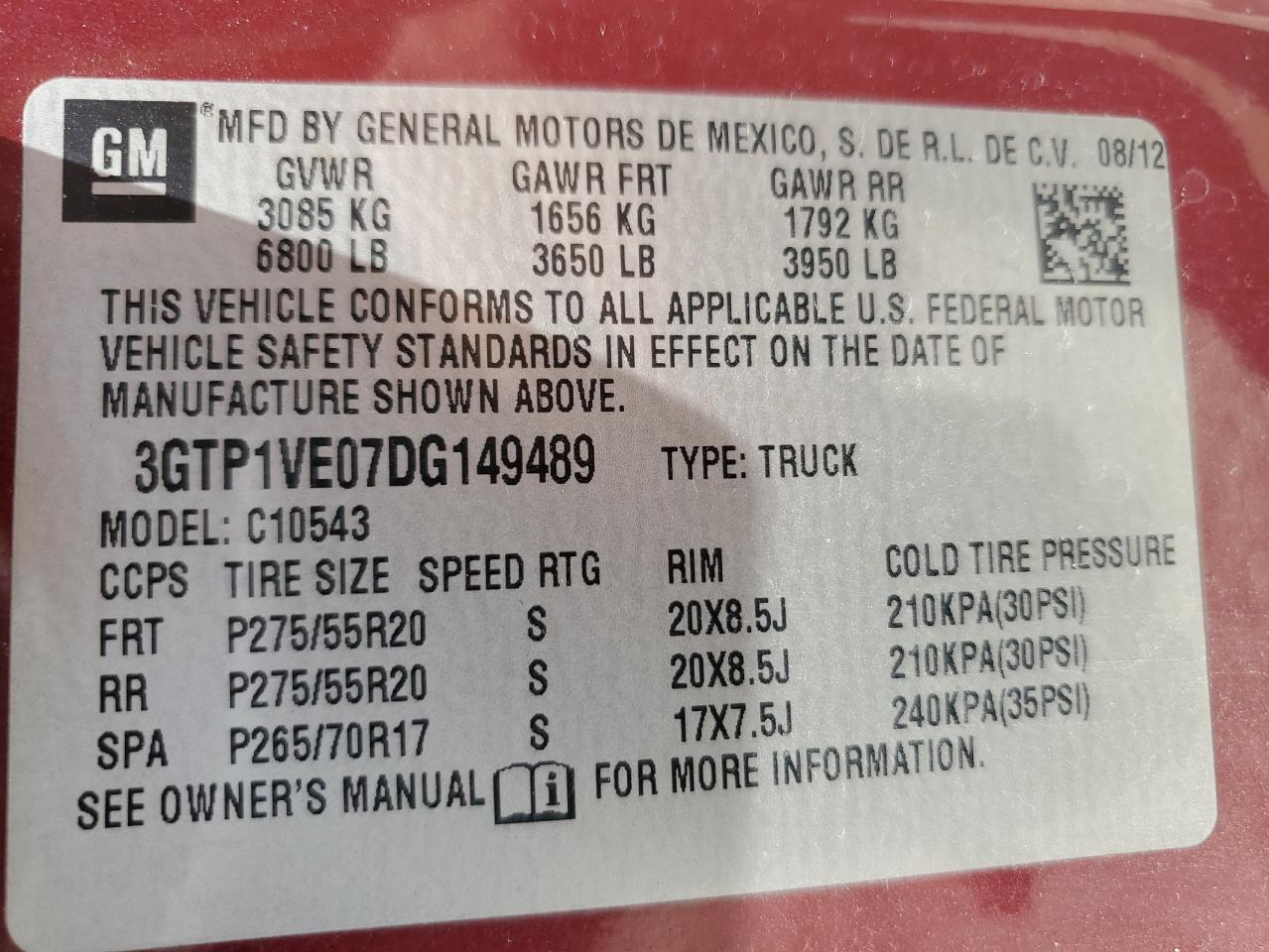 2013 GMC Sierra C1500 Sle VIN: 3GTP1VE07DG149489 Lot: 60817095