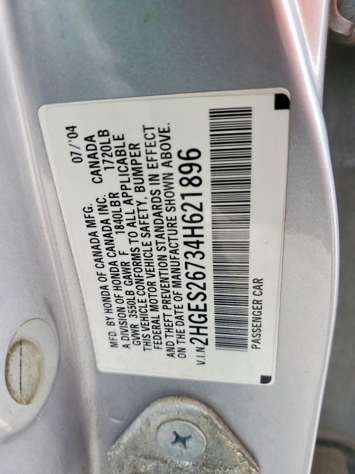 2004 Honda Civic Ex VIN: 2HGES26734H621896 Lot: 59949795