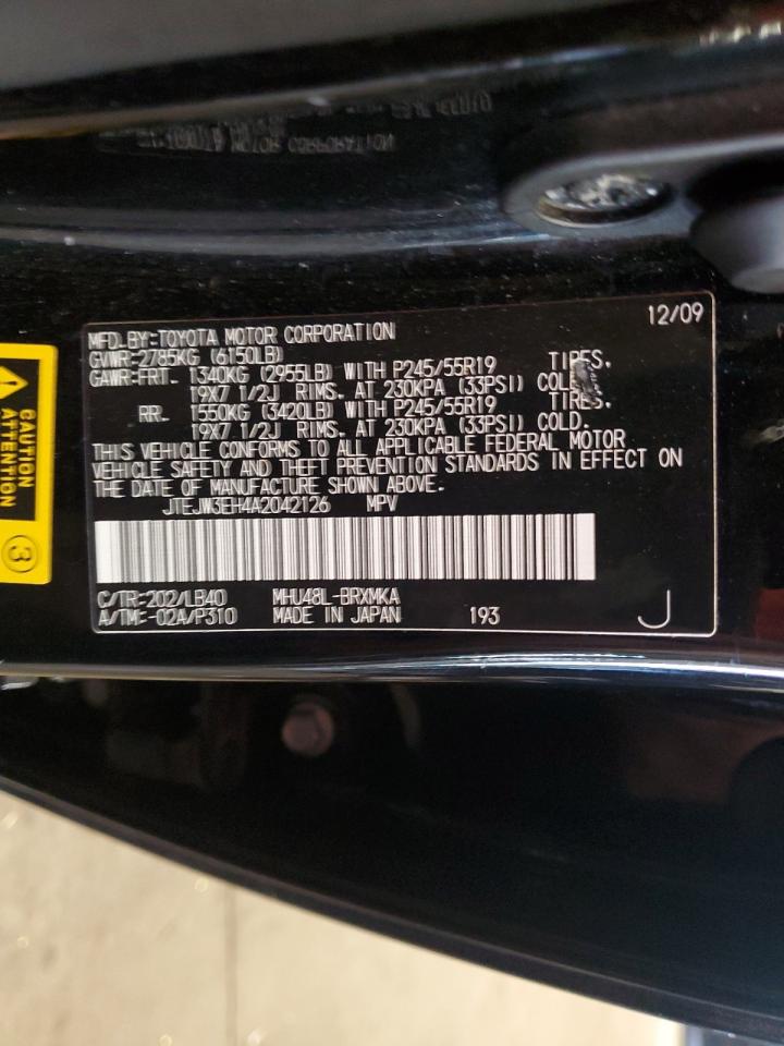 2010 Toyota Highlander Hybrid Limited VIN: JTEJW3EH4A2042126 Lot: 61350285