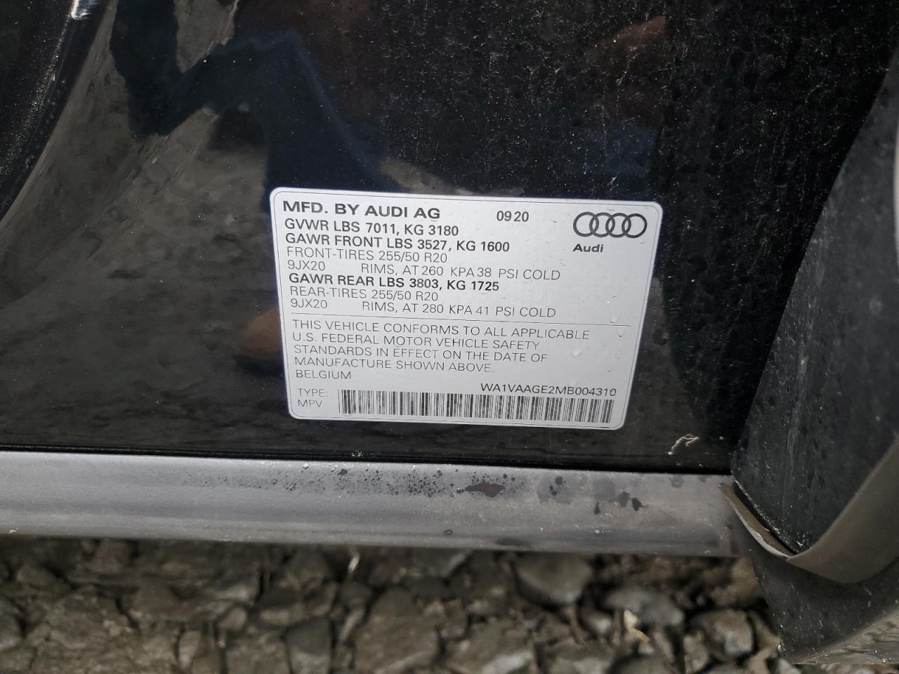 2021 Audi E-Tron Prestige VIN: WA1VAAGE2MB004310 Lot: 60638165