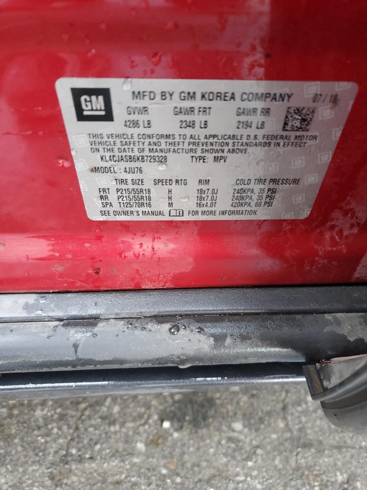 2019 Buick Encore Preferred VIN: KL4CJASB6KB729328 Lot: 62484595