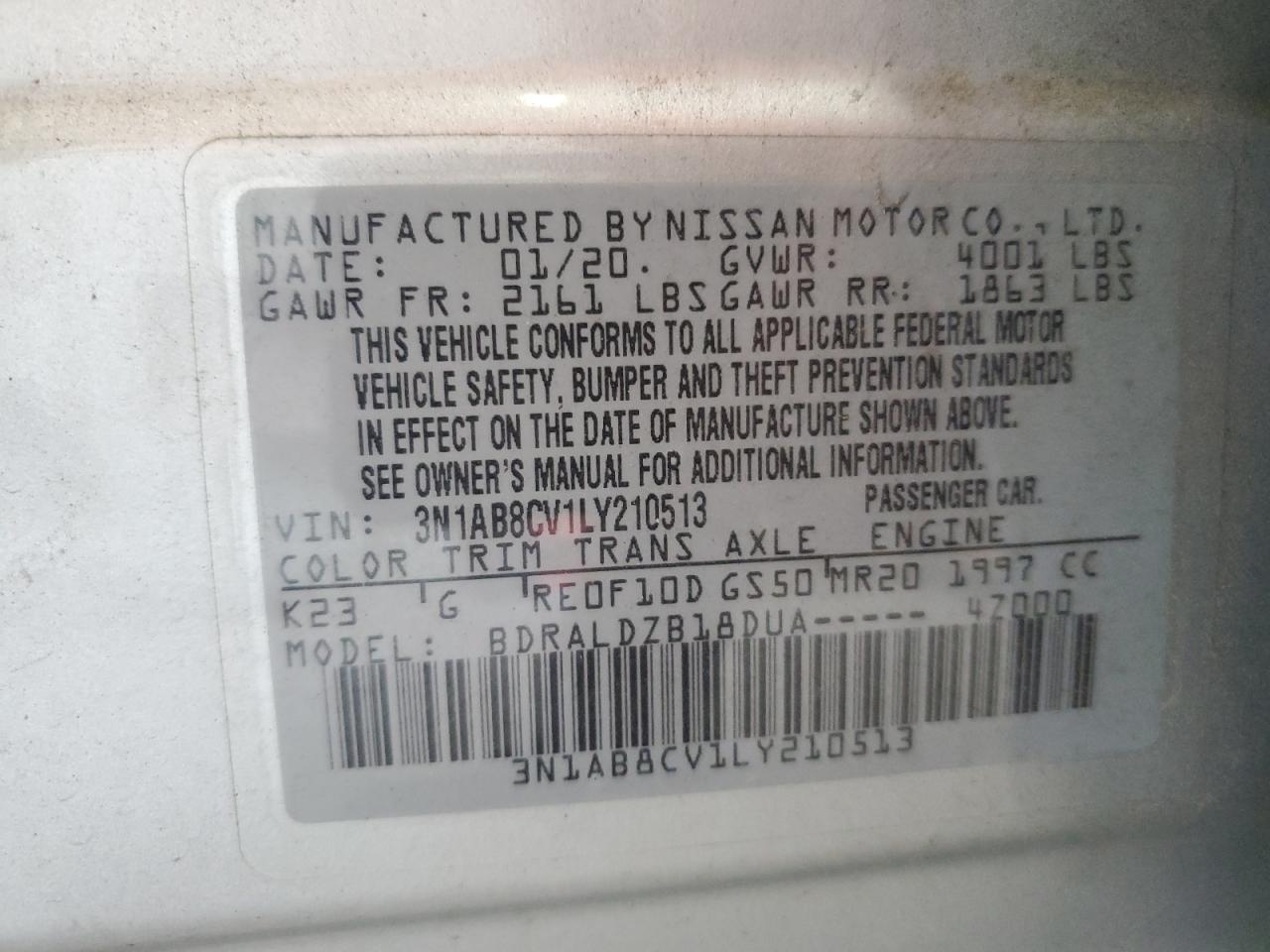 NISSAN SENTRA 2020 VIN 3N1AB8CV1LY210513 фото 13
