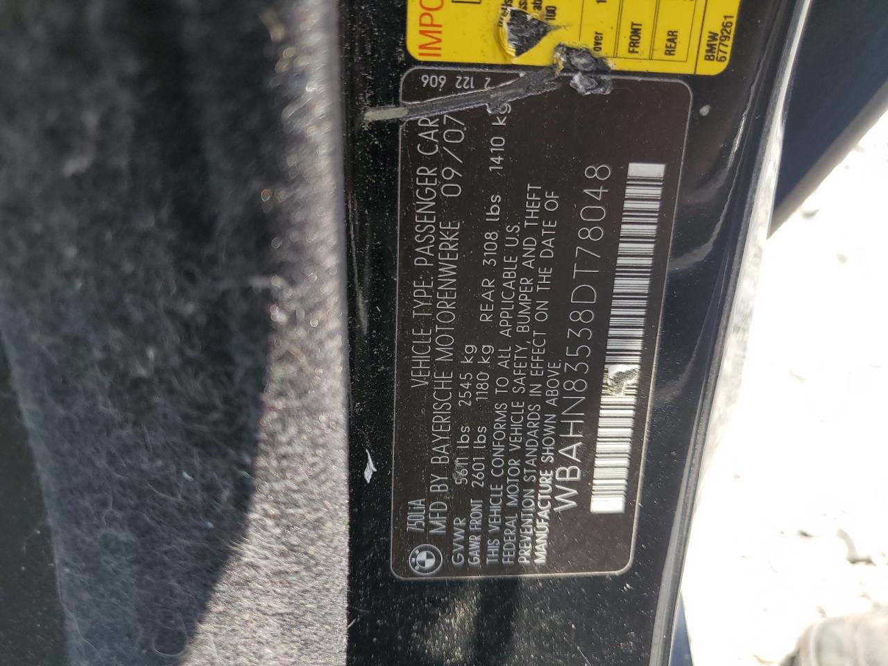 2008 BMW 750 Li VIN: WBAHN83538DT78048 Lot: 62921805