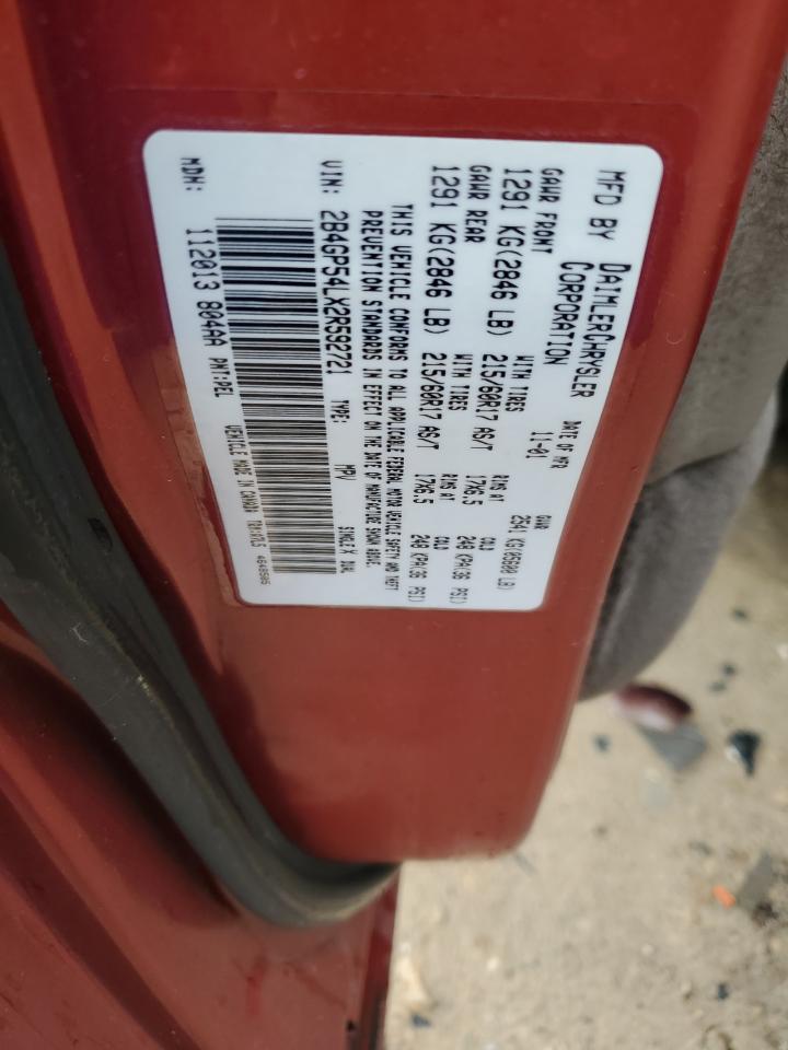 2002 Dodge Grand Caravan Es VIN: 2B4GP54LX2R592721 Lot: 62667225
