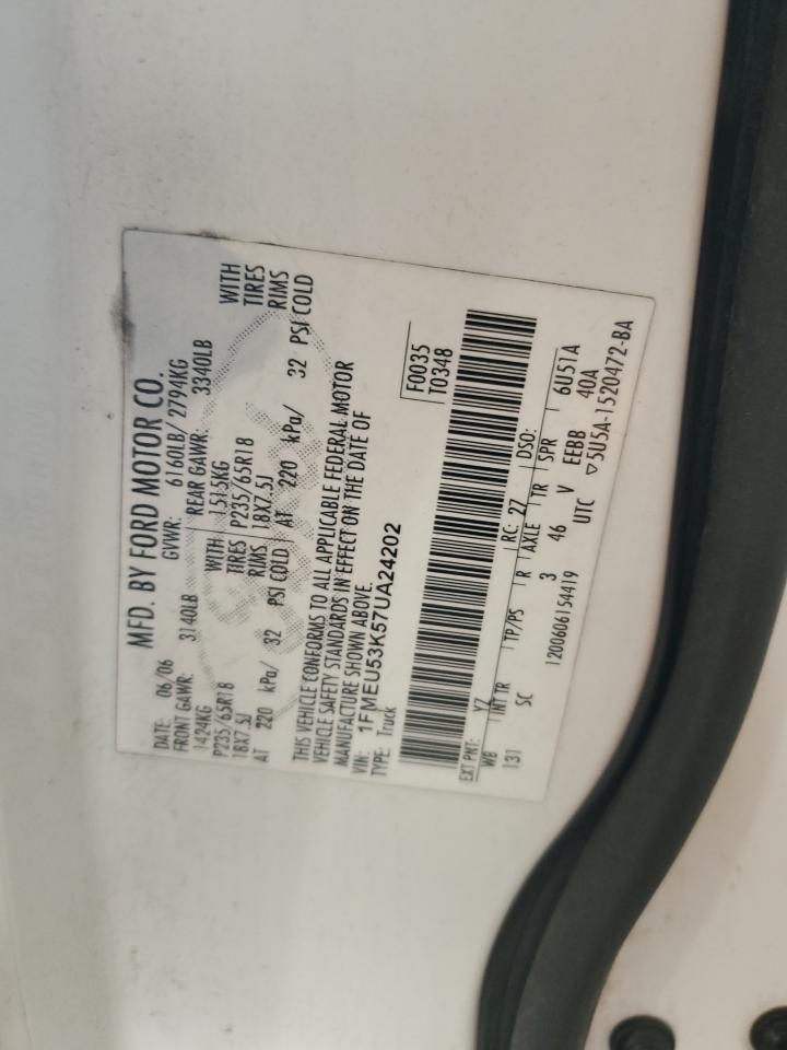 2007 Ford Explorer Sport Trac Limited VIN: 1FMEU53K57UA24202 Lot: 61075525