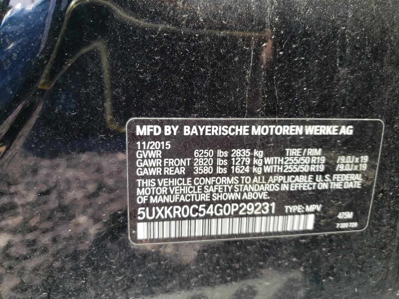 2016 BMW X5 xDrive35I VIN: 5UXKR0C54G0P29231 Lot: 59881565