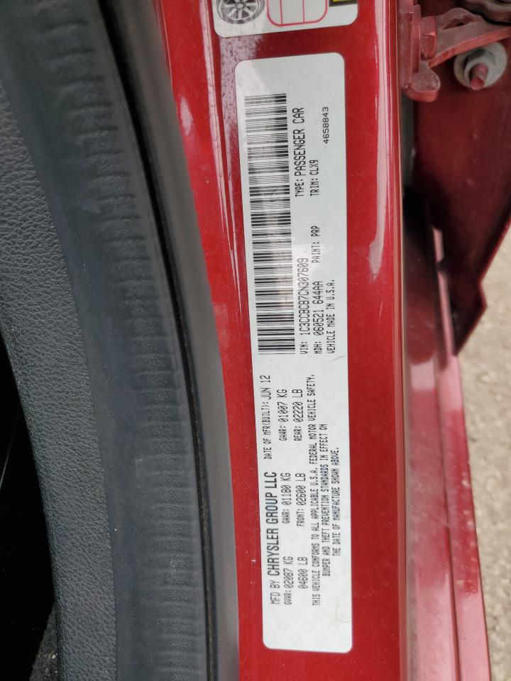 2012 Chrysler 200 Limited VIN: 1C3CCBCB7CN307609 Lot: 60809145
