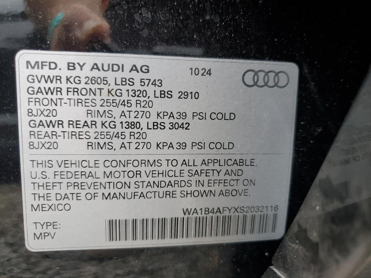 2025 Audi Sq5 Premium Plus VIN: WA1B4AFYXS2032116 Lot: 60176795