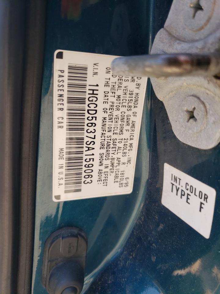 1995 Honda Accord Lx VIN: 1HGCD5637SA159063 Lot: 60302865