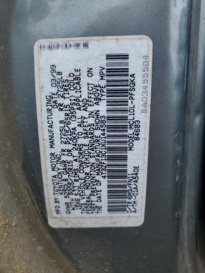 1999 Toyota Sienna Le VIN: 4T3ZF13C1XU144583 Lot: 60859065