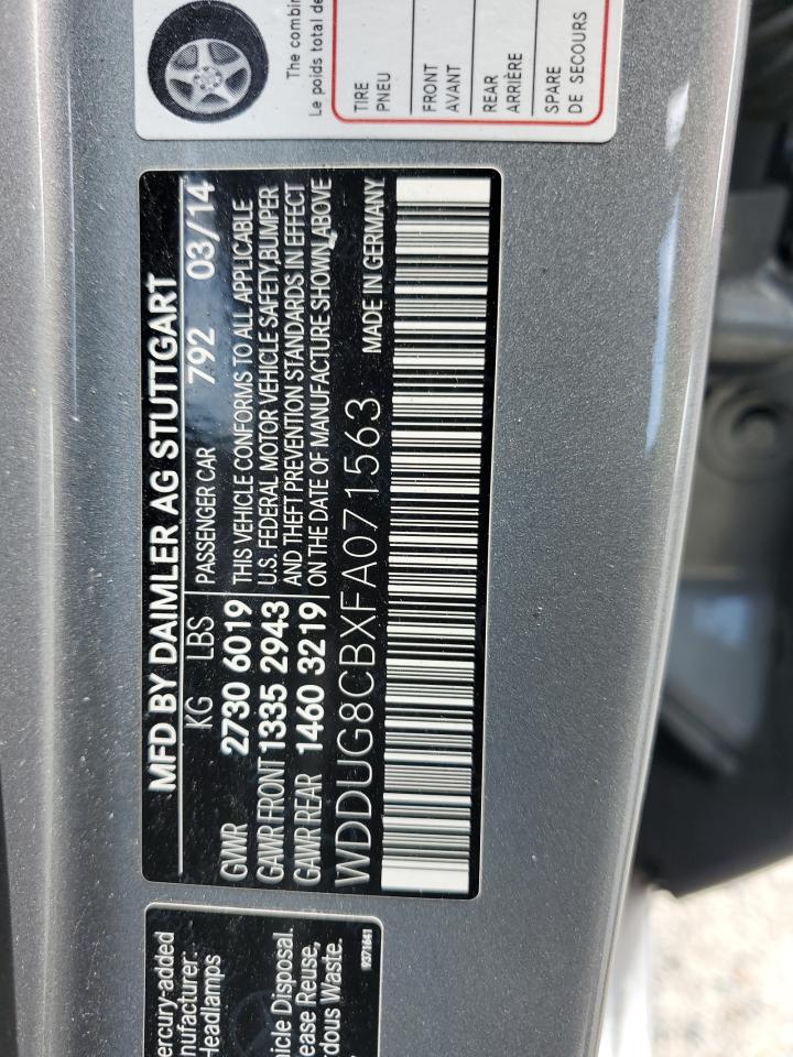 2015 Mercedes-Benz S 550 VIN: WDDUG8CBXFA071563 Lot: 61386105