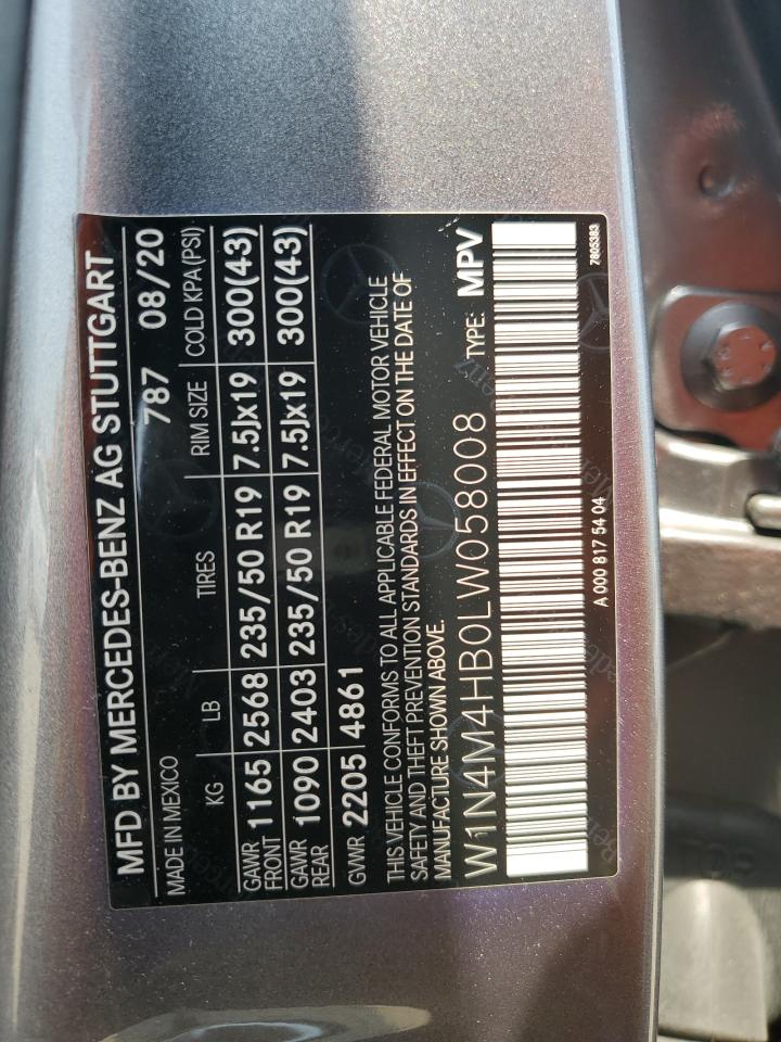 2020 Mercedes-Benz Glb 250 4Matic VIN: W1N4M4HB0LW058008 Lot: 59890195