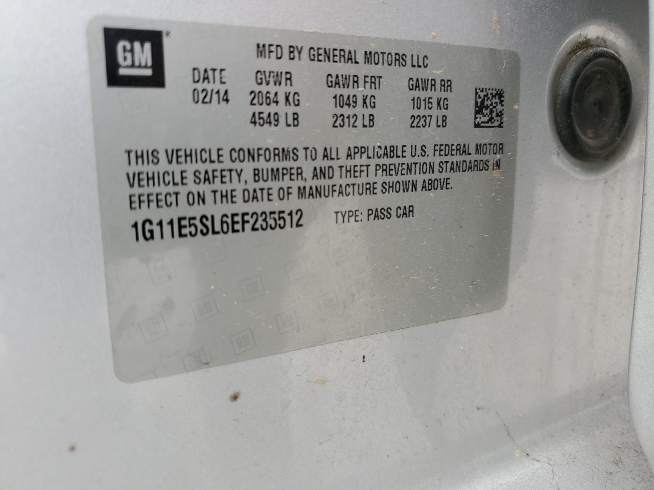 CHEVROLET MALIBU 2014 VIN 1G11E5SL6EF235512 фото 12