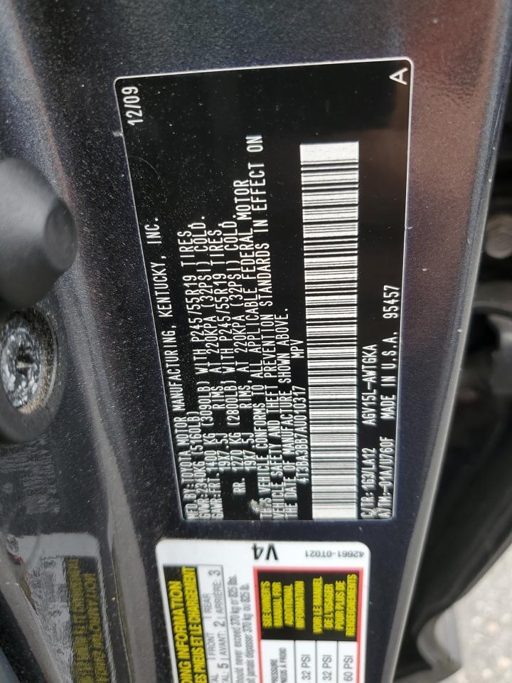 2010 Toyota Venza VIN: 4T3BA3BB7AU010317 Lot: 62401995