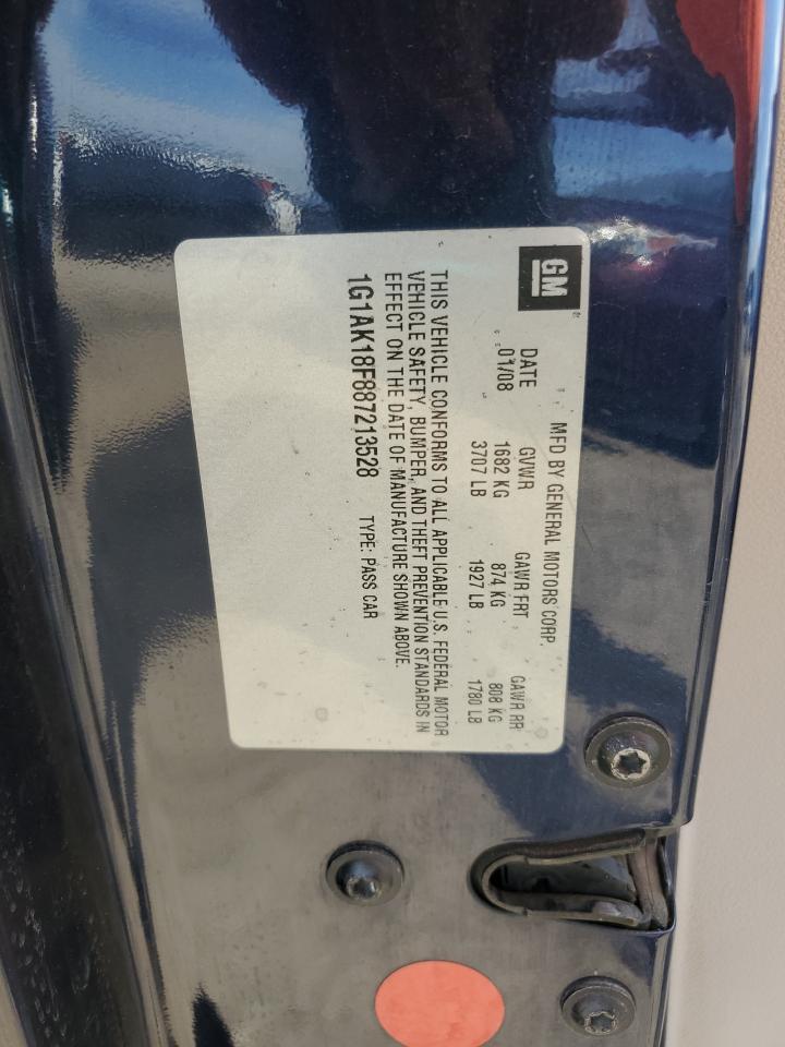 2008 Chevrolet Cobalt Ls VIN: 1G1AK18F887213528 Lot: 62568235