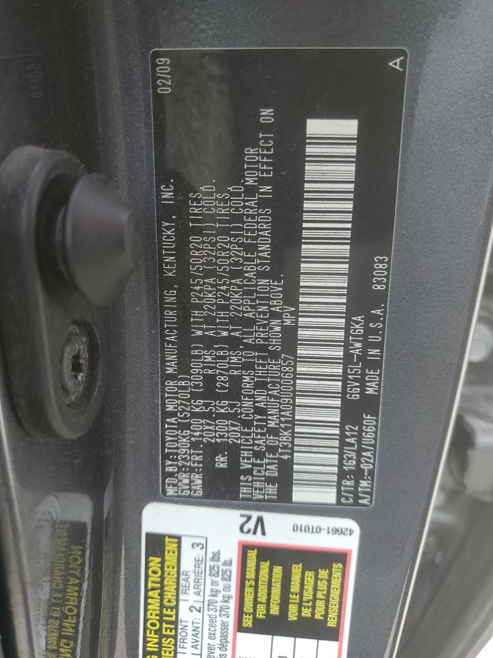 2009 Toyota Venza VIN: 4T3BK11A09U006857 Lot: 62720485