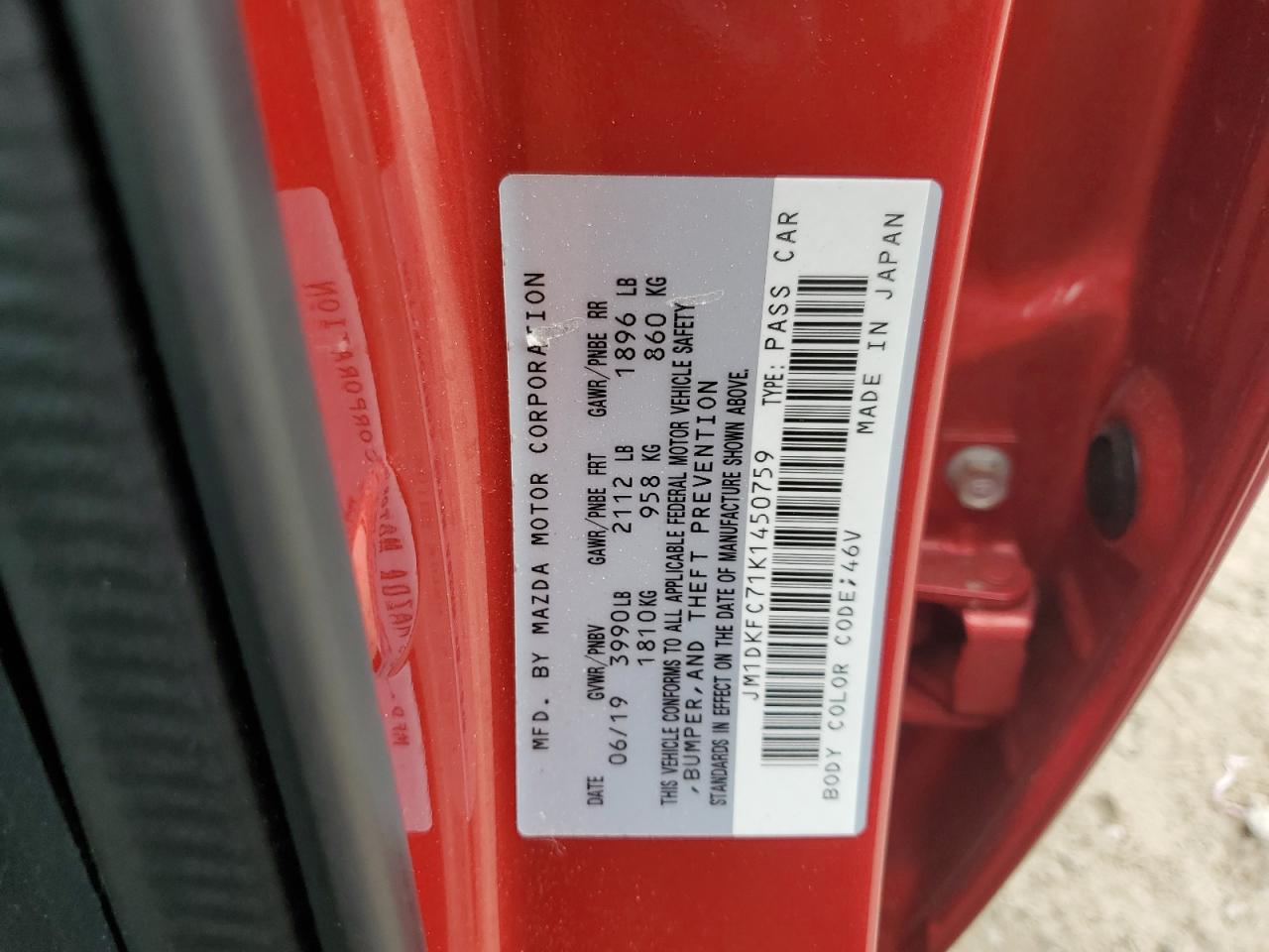 2019 Mazda Cx-3 Touring VIN: JM1DKFC71K1450759 Lot: 61471165