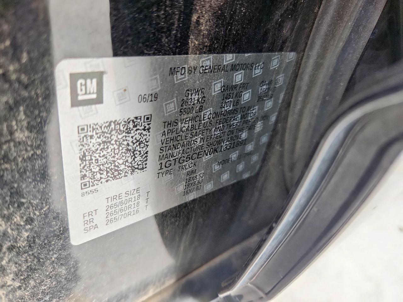 2019 GMC Canyon Sle VIN: 1GTG5CEN0K1331891 Lot: 62654075